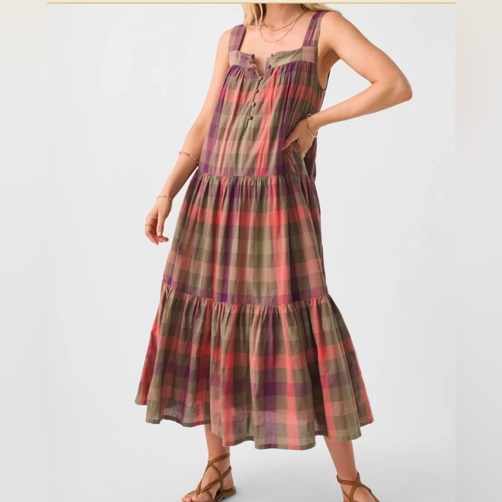 Faherty Marina Maxi Dress Desert Plaid NWT